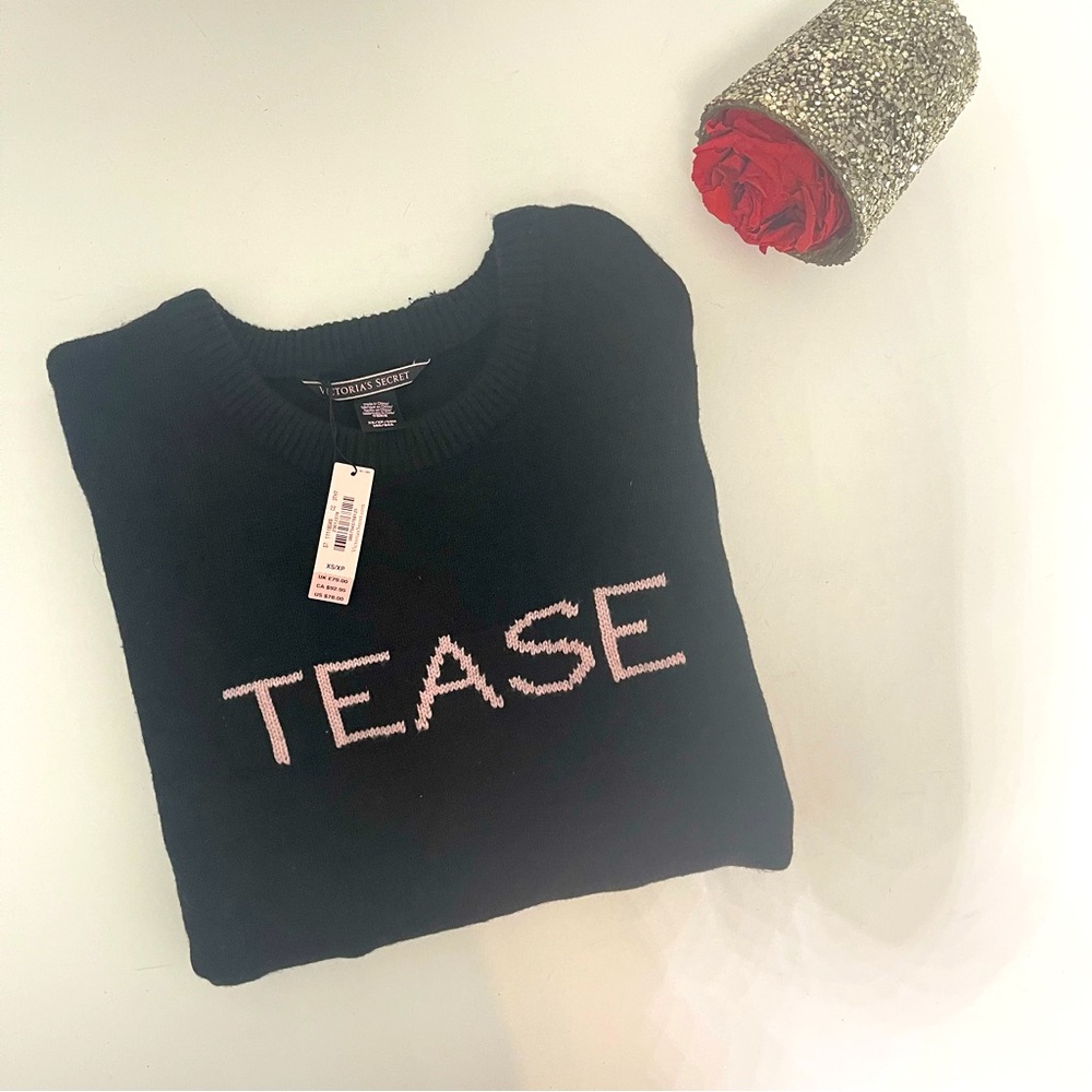 Victoria’s Secret “Tease” Black Long Sleeves acre Neck Sweater - New With Tag